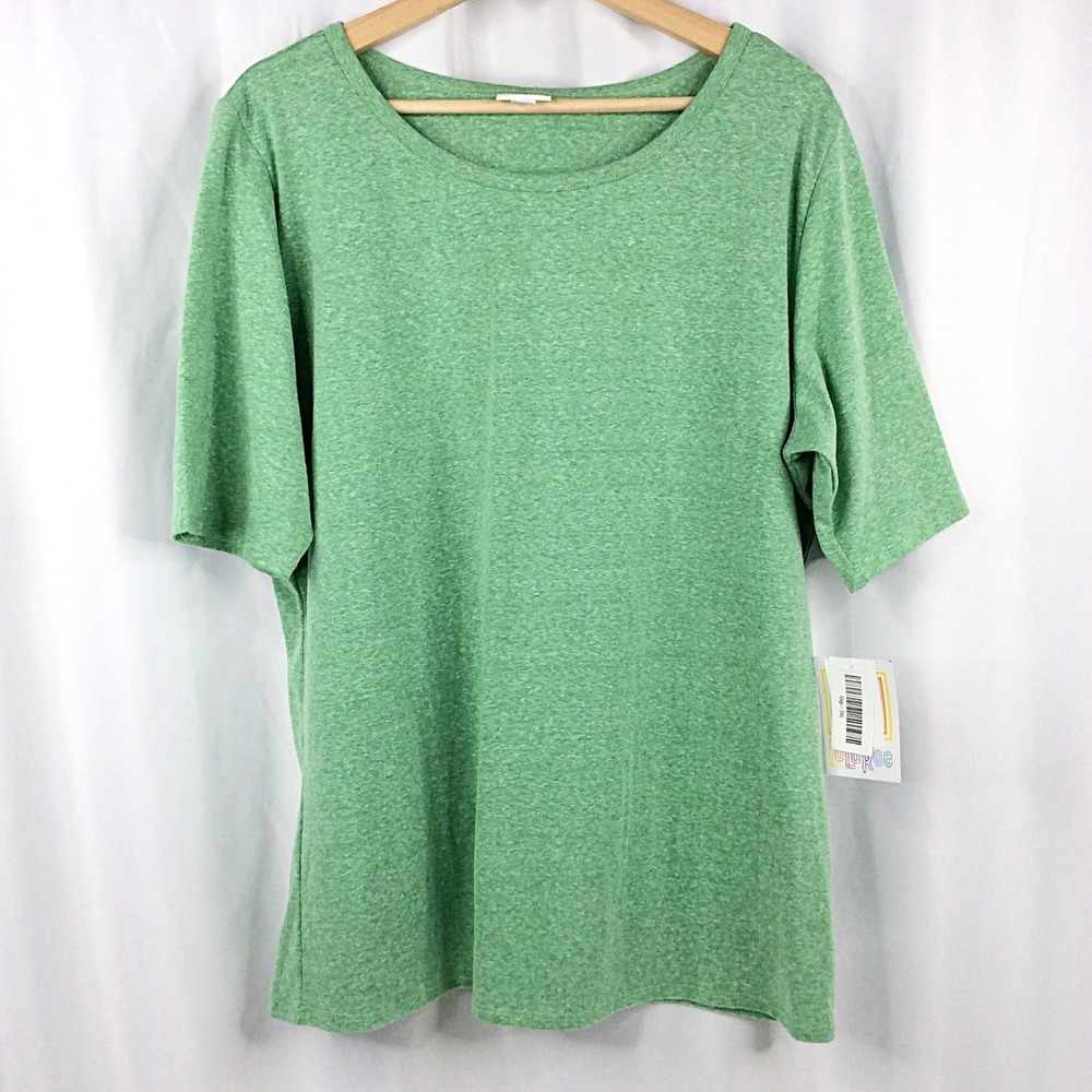 NWT Lularoe Gigi Top Women's Size 3XL Green Cotton Blend Half Sleeves